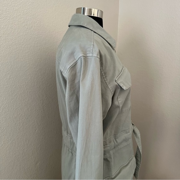 J.CREW Cinched Waist Utility Midi Dress Iced Pine Sage Green Stretch Chino Sz 8 - Picture 10 of 16